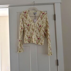 NWT & Other Stories Floral Tie Front Cardigan